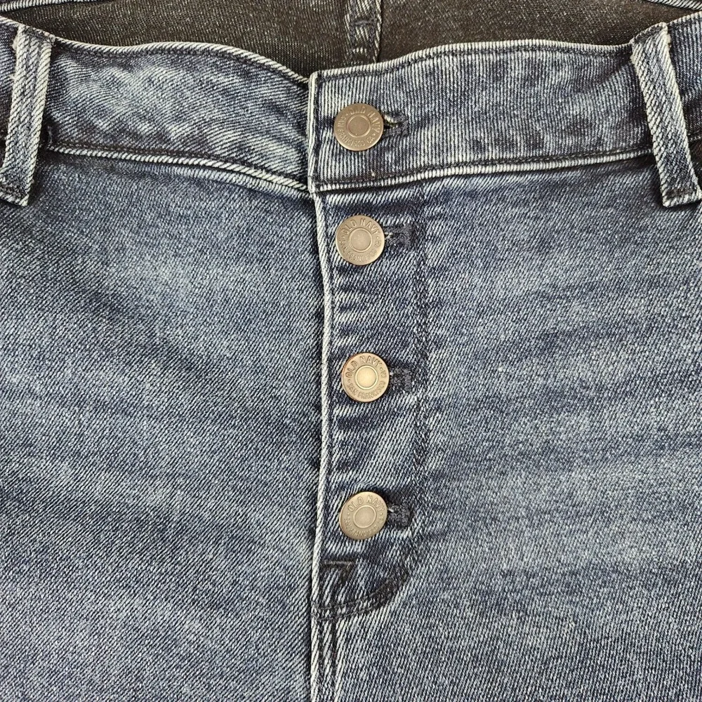 Old Navy Rockstar Super Skinny‎ Button Fly Ankle Jeans Raw Hem Blue Womens 18